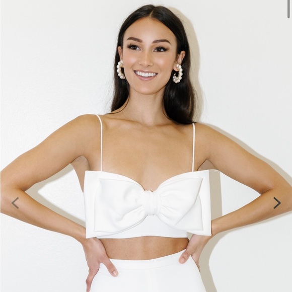 NWT By Watters bow crop top sz 8 - Picture 2 of 8